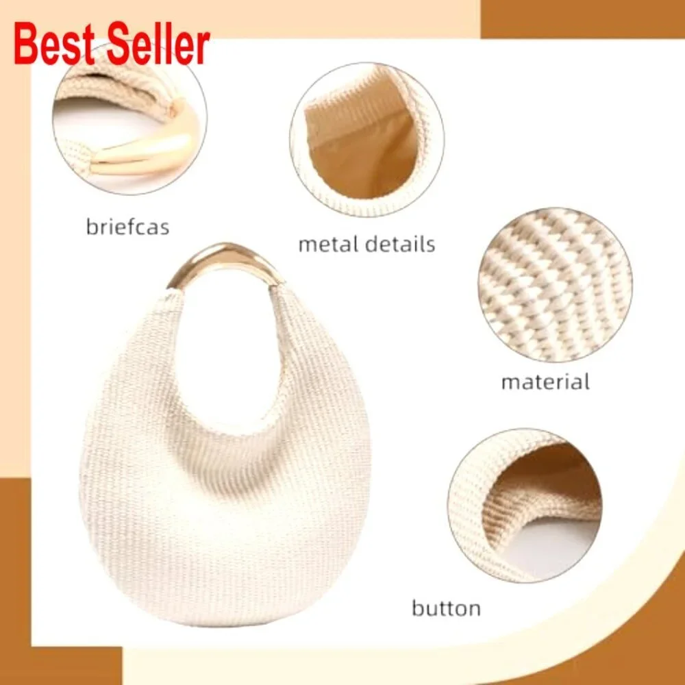 Handmade Woven Straw Hobo Tote Shoulder Bag